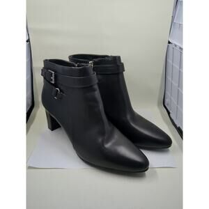 CHAPS Nadie Black Faux Leather High Heel Ankle Boots Booties Women's Size 9.5B